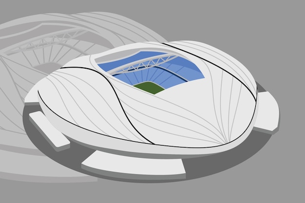 Gebäude von Fußballstadien. Stadion Strichzeichnung Illustration Vektor. Skizzenvektor des Fußballstadions