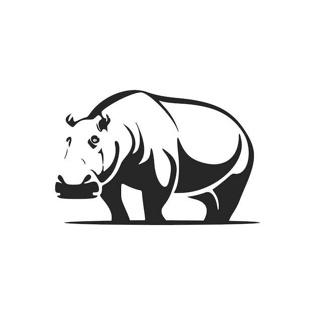 Geben Sie mit unserem auffälligen, sauberen und minimalistischen Hippo-Logo in Schwarz-Weiß ein mutiges Statement ab