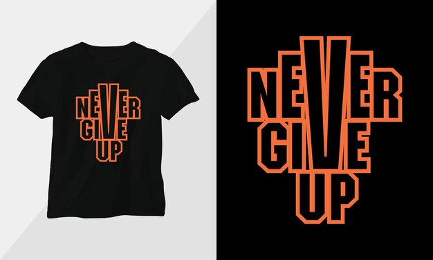 Vektor geben sie niemals auf. typografie-t-shirt. design-motivationsplakat, inspirierendes zitat