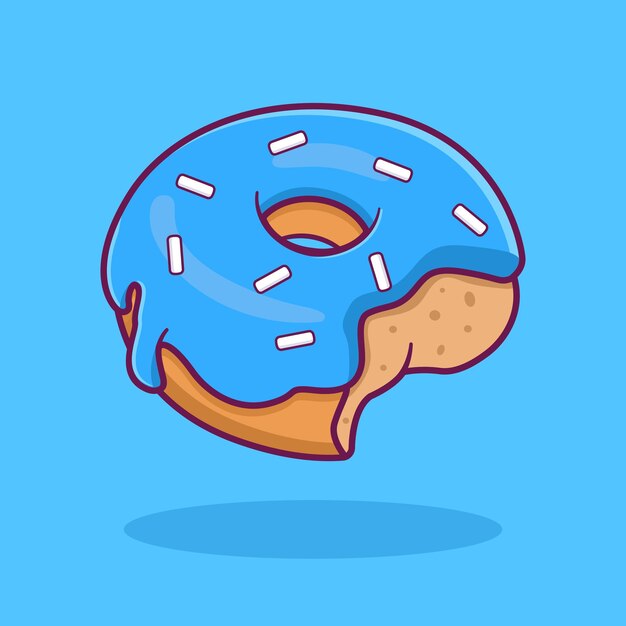 Vektor gebissenes donut mit blauem glasur und streuung vektorillustration