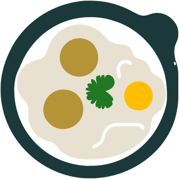 Vektor gebratene eier mit gebratenen bohnen-symbol