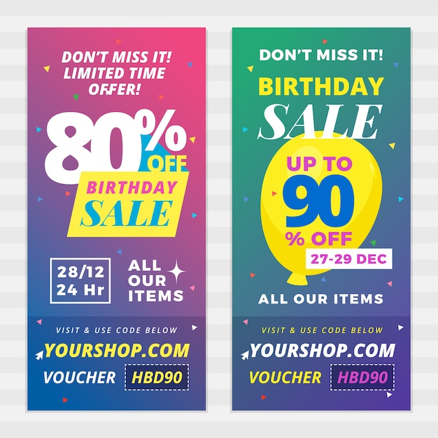 Geburtstag online shop verkauf banner vorlage