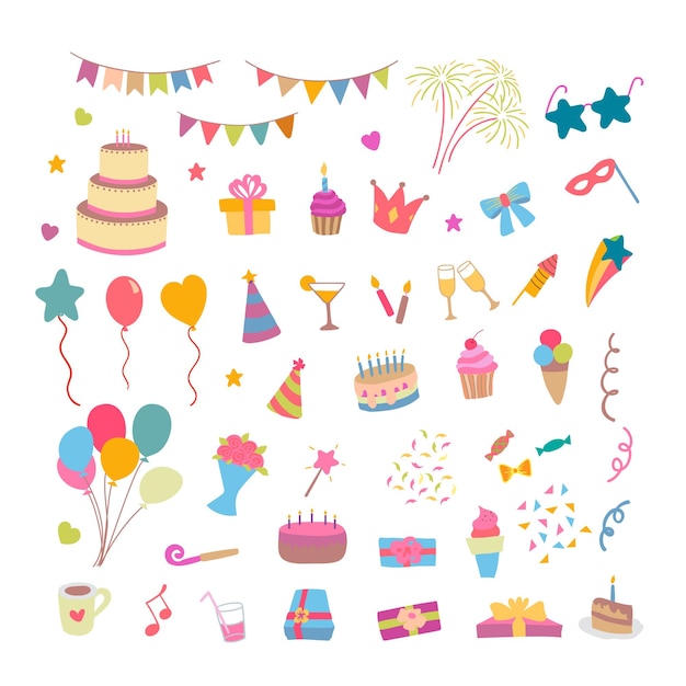 Geburtstag Set-Element-Vektor-Illustration