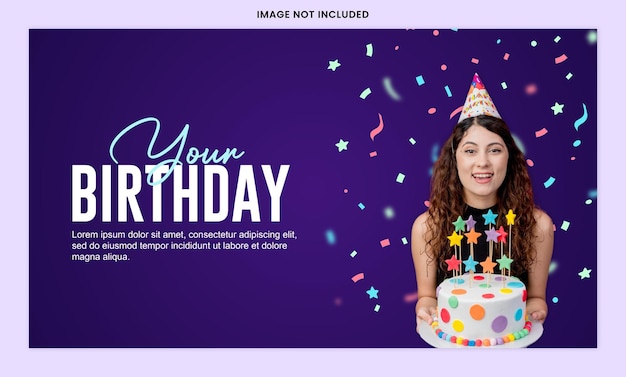 Geburtstags-Konfetti-Banner mit dem Satz HBD in blauer BG-Vektor-Vorlage