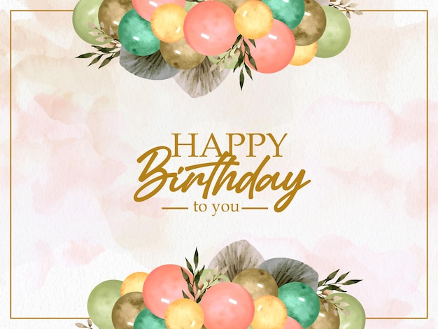 Geburtstagsgrußkarte mit ballonillustrationsanordnungsschablone