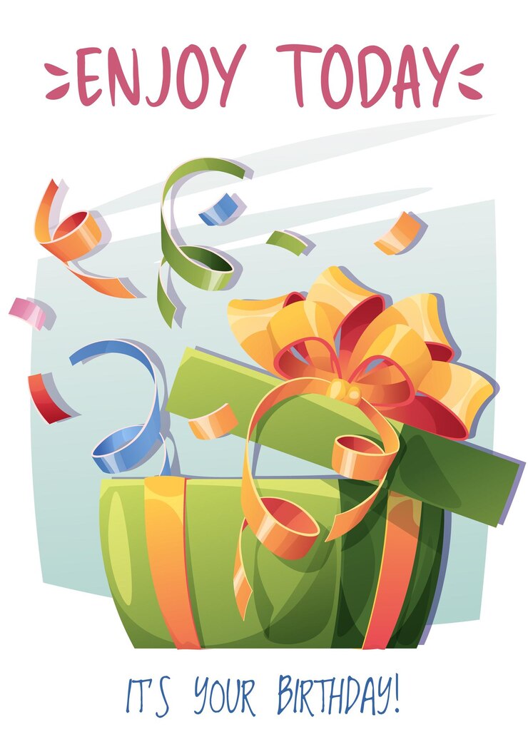 Vektor geburtstagsgrußkarte vorlage banner flyer mit offener geschenkkiste mit konfetti machen sie eine wunsch einladung