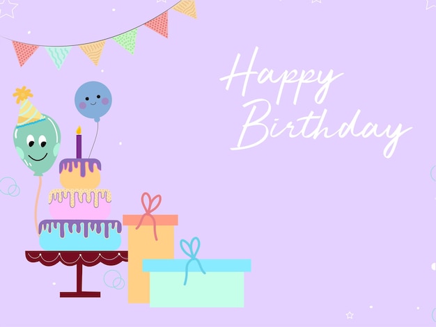 Geburtstagskonzept mit kuchengeschenken und luftballons
