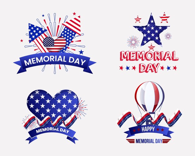 Gedenktag erinnern und ehren mit der USA-Flagge im Herz-Banner-Set-Design