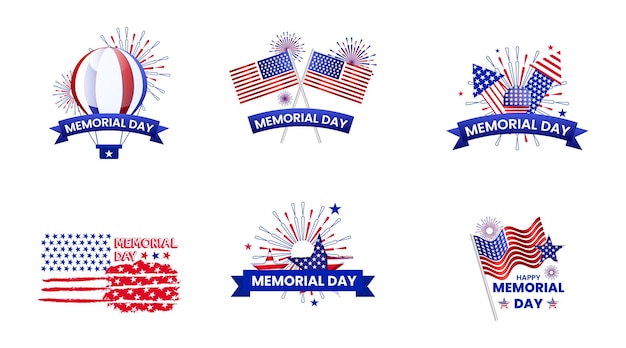 Gedenktag erinnern und ehren mit der USA-Flagge im Herz-Banner-Set-Design