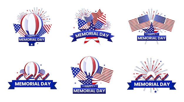 Gedenktag erinnern und ehren mit der USA-Flagge im Herz-Banner-Set-Design