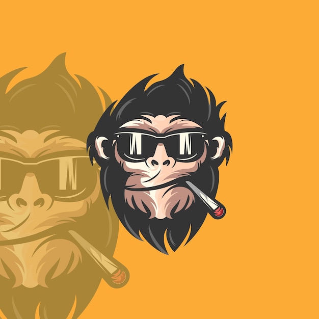 Vektor geek-affen-maskottchen-vektor-logo-illustration