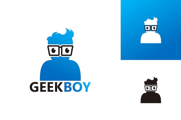 Geek boy logo template design vektor, emblem, designkonzept, kreatives symbol, icon