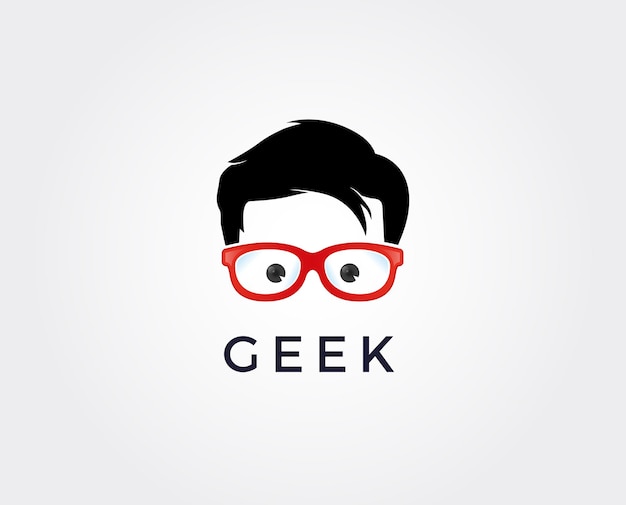 Geek-logo-design-vorlage mit gesicht in gläsern.