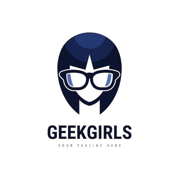 Vektor geek-mädchen-logo