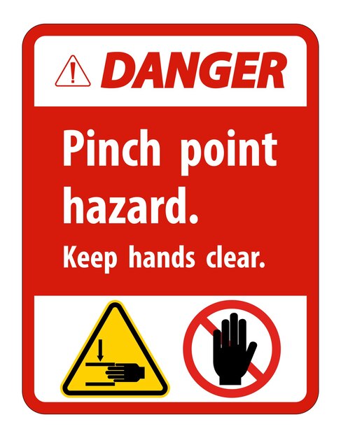 Gefahr Pinch Point HazardKeep Hands Clear Symbol Zeichen Isoliert auf weißem Hintergrund Vektor-Illustration