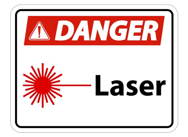 Gefahrensymbol Laserzeichen Symbolzeichen Isoliert auf durchsichtigem Hintergrund Vektorillustration