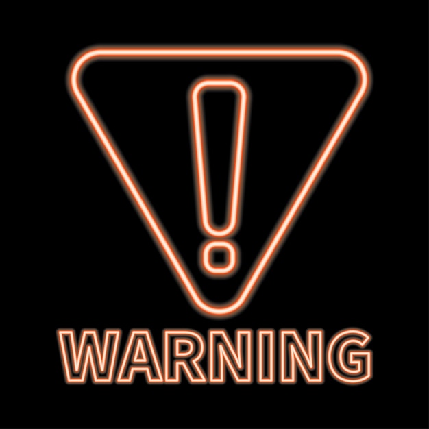 Gefahrenwarnzeichen mit Ausrufezeichen Symbol Vorsicht Neonsymbol Dreieck Vektorillustration