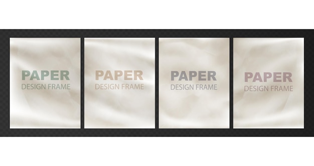 Vektor gefrorene papierblätter für retro-cover-design blanke seitenvorlagen mit falten und kratzern