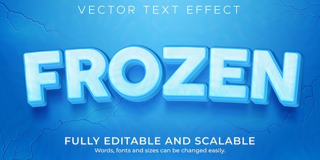 Gefrorener Eis-Texteffekt bearbeitbarer Schnee- und Wintertextstil