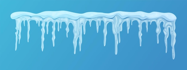 Vektor gefrorener eiszapfenhaufen, der von der schneebedeckten eisoberfläche herabhängt