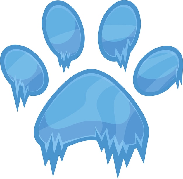 Vektor gefrorenes hunde- oder katzenpfotenabdruck-logo-design. vektor handgezeichnete illustration