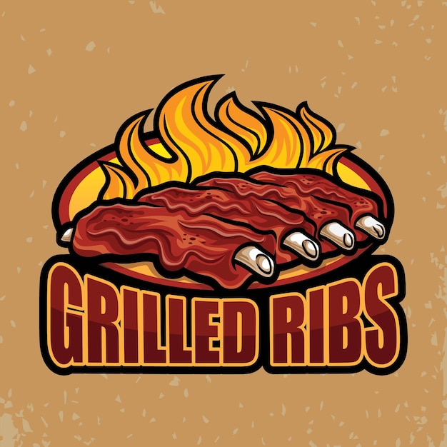 Vektor gegrillte rippen-logo-vektor-design