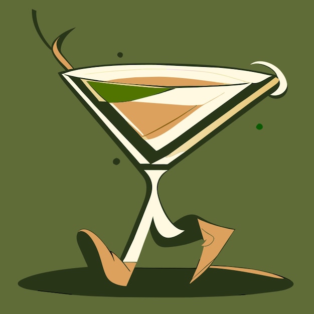 Vektor gehendes martini-glas mit emotionsvektor-illustration