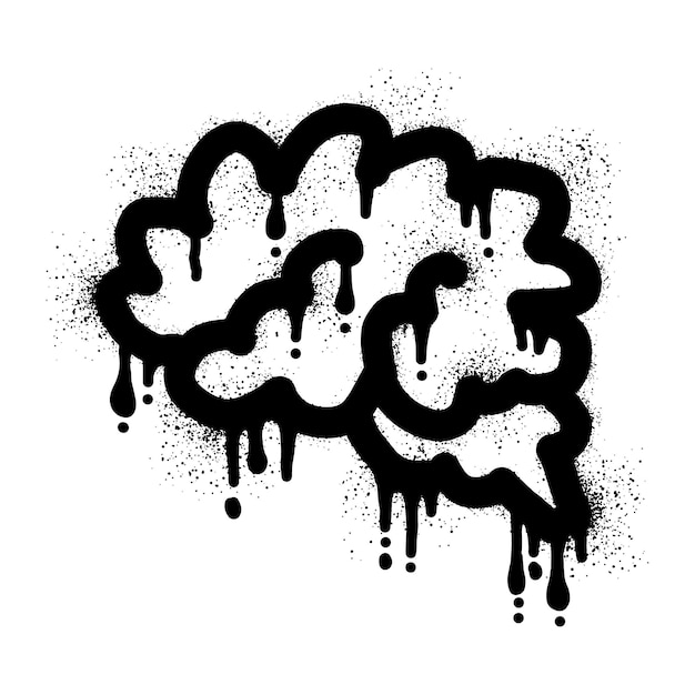 Gehirn-graffiti mit schwarzer sprühfarbe