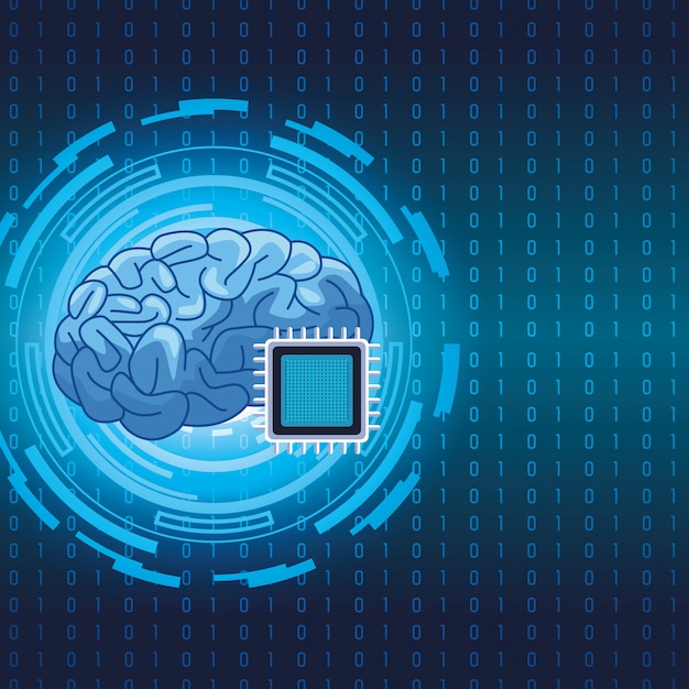 Gehirn mit mikrochip