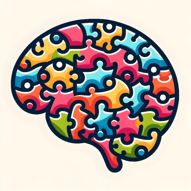 Gehirn mit Puzzleteilen-Vektordesign