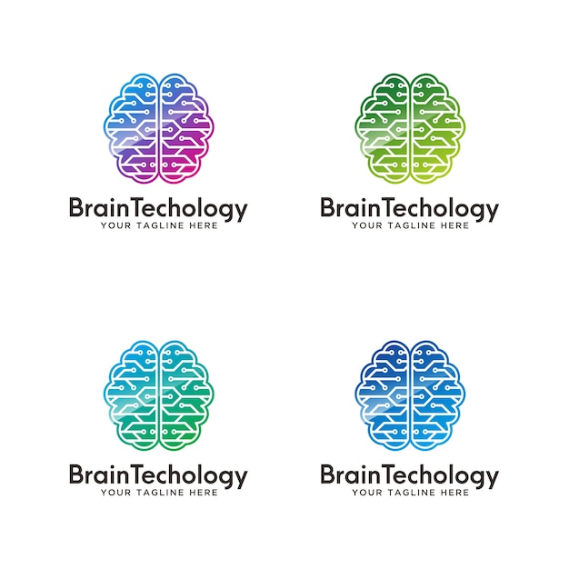 Gehirn-tech-logo. logo der digitalen idee.