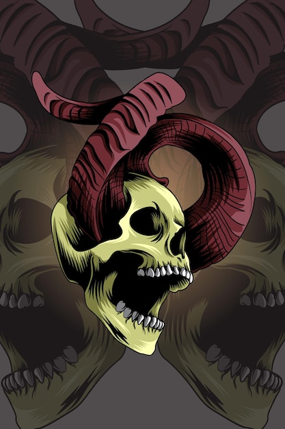 Gehörnte Schädel-Vektor-Illustration