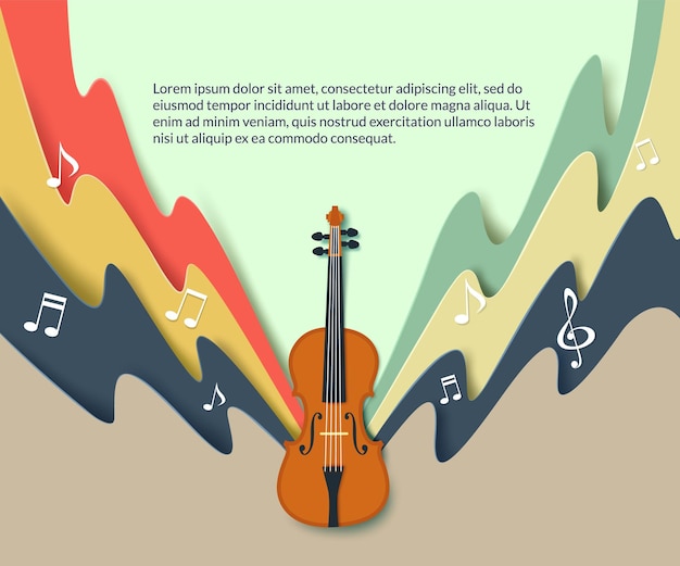 Geige konzertplakat für klassische musik vektor-papierschnitt-illustration