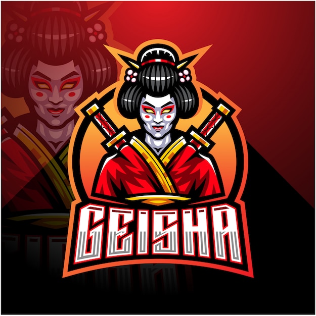 Geisha esport maskottchen logo vorlage