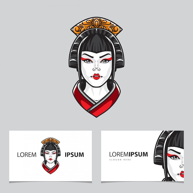 Geisha-kopf logo name card vector template