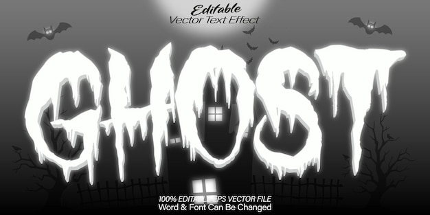 Geister-Vektor-Text-Effekt Bearbeitbares Alphabet Schreckliches Horror Weißer Zombie