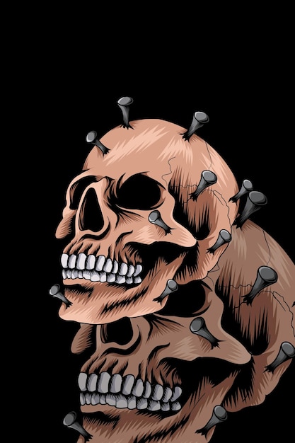 Geklebte Schädelvektorillustration