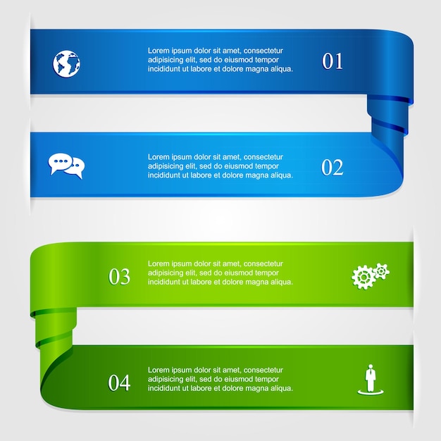 Gekräuselte infografik-bänder nummerierte optionen modernes design business-optionen-banner können für verwendet werden