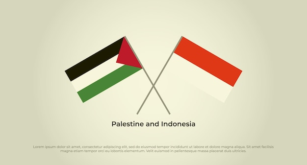 Gekreuzte flaggen von palästina und indonesien offizielle farben richtiges verhältnis