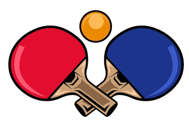 Gekreuztes ping-pong-paddel mit ball