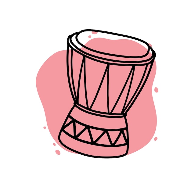 Vektor gekritzel der traditionellen djembe-musik. handgezeichnete afrikanische djembe-ikone.