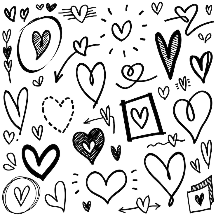 Vektor gekritzel-herzen hand gezeichnete liebesherzen vektorillustration