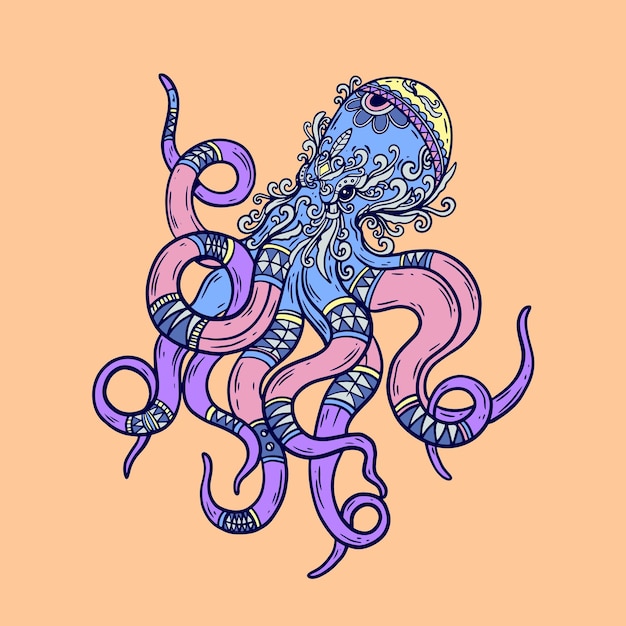 Gekritzel-oktopus-illustration