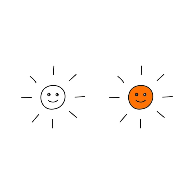 Gekritzel-smiley-sonnensymbole