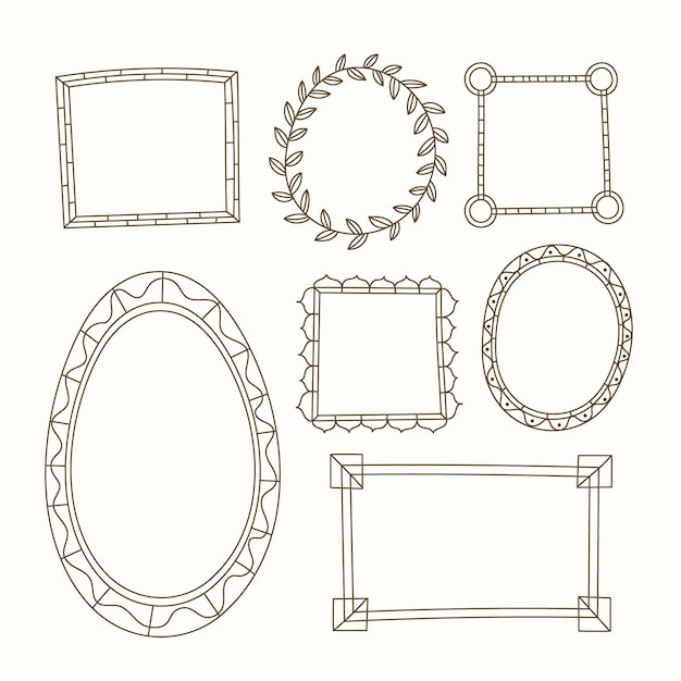 Vektor gekritzelrahmendekorationssatz handgezeichneter stil