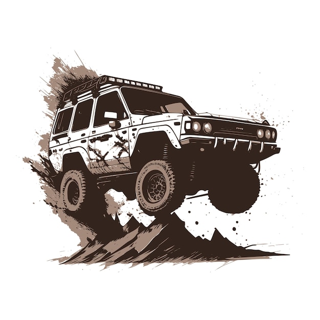 Geländewagen mit Schlammillustration