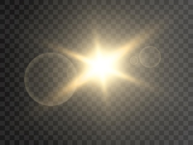 Gelb leuchtender transparenter lichteffekt lens flare star the sun vector