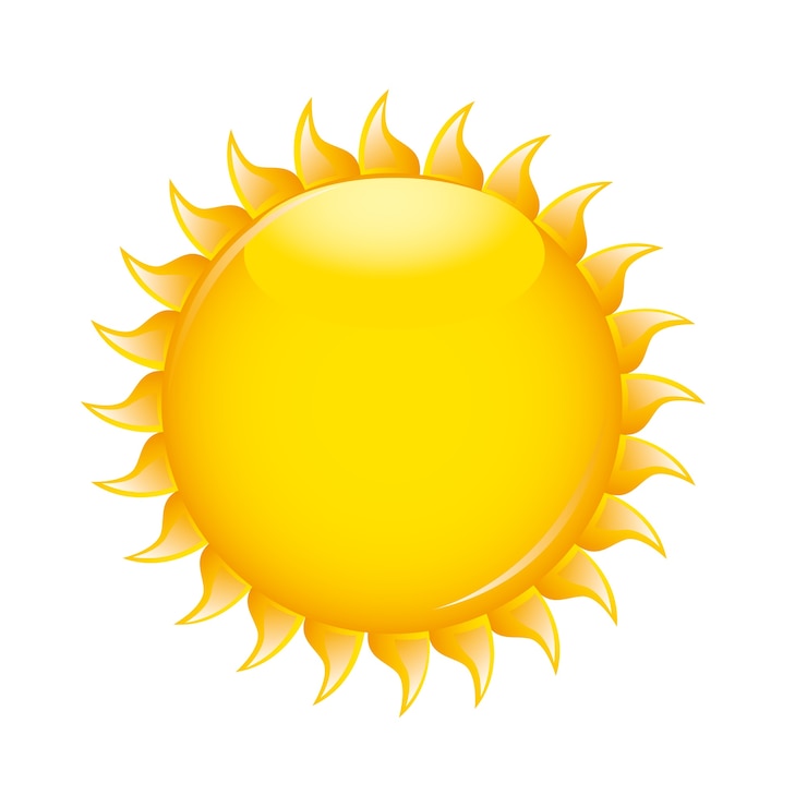 Vektor gelb lokalisierte sonne, sommer vektorillustration