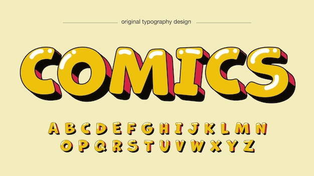 Vektor gelbe 3d-klassische comic-typografie