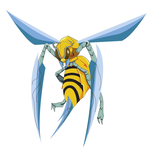 Vektor gelbe bienen-roboter-vektor-illustration